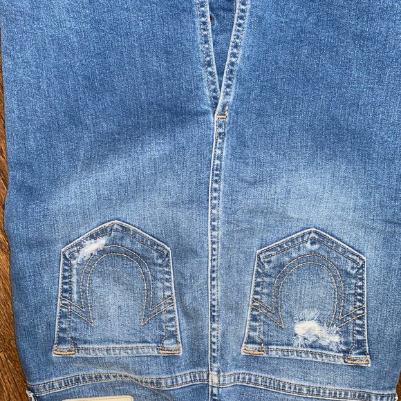 Blue ripped jeans skirt with Gold buttons - Picture 4 of 4